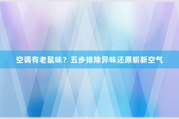 空调有老鼠味？五步排除异味还原崭新空气