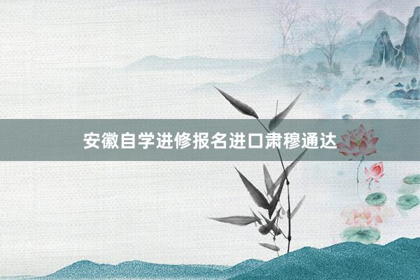 安徽自学进修报名进口肃穆通达